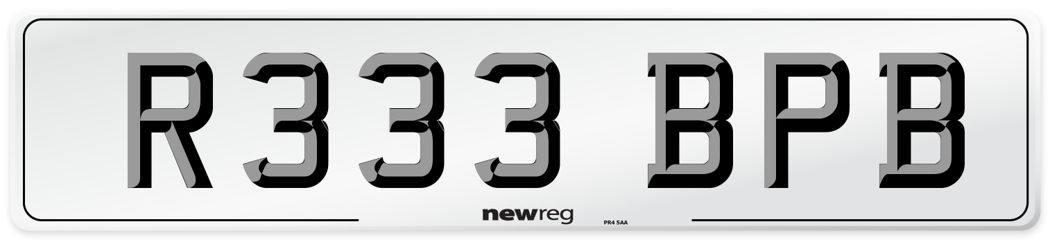 R333 BPB Number Plate from New Reg